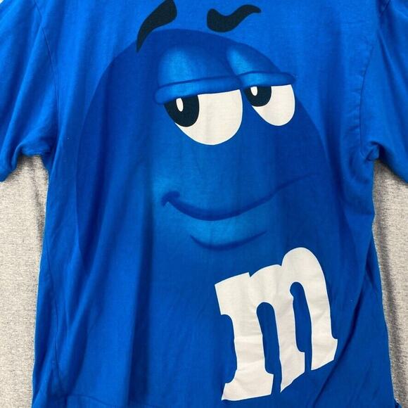 M & M Shirt Womens Large Blue Short Sleeve Graphic Tee Candy Chocolate Peanuts - Picture 4 of 8